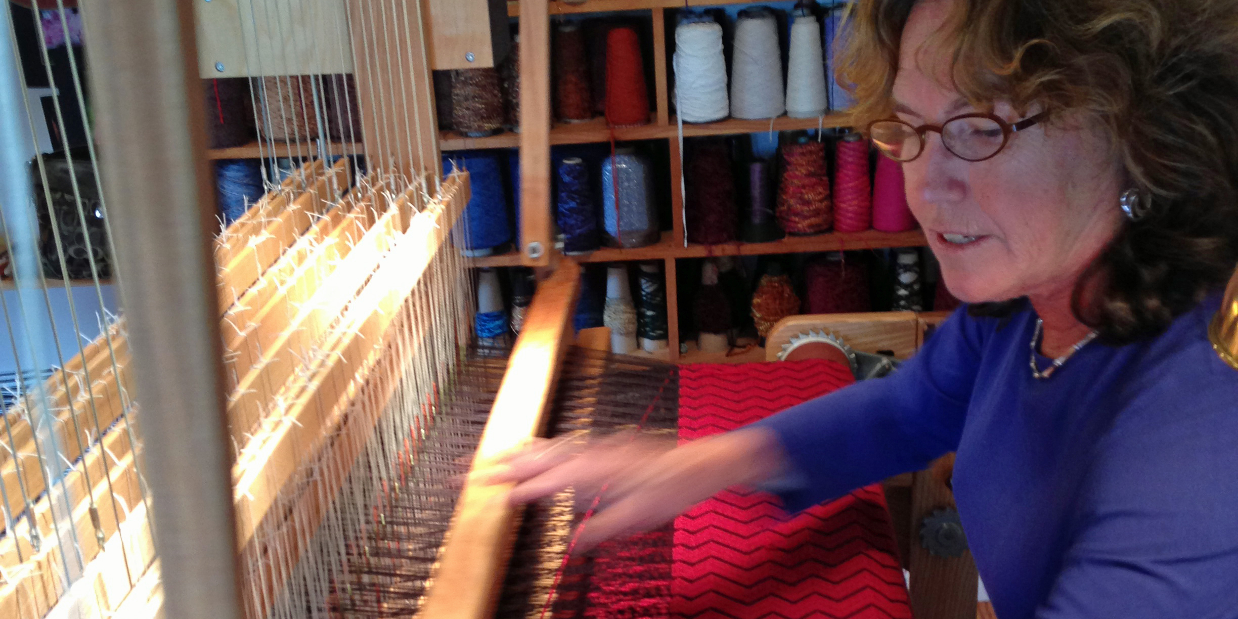 Carol Crawford at loom 1